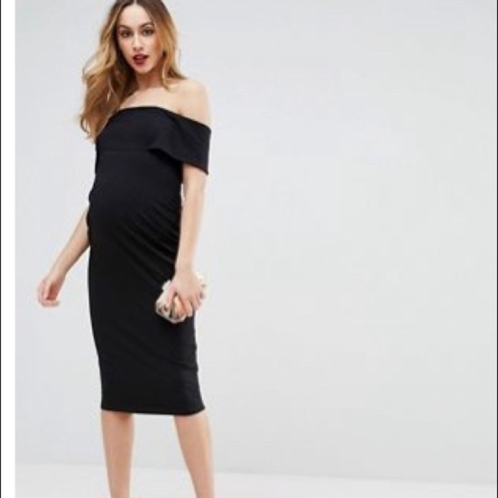 ASOS black maternity midi dress